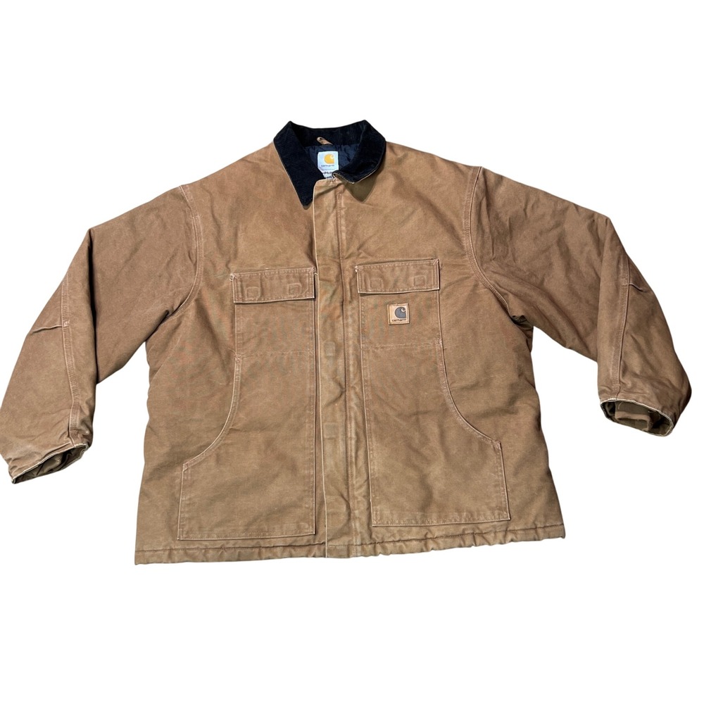 Carhartt Mens 2XL Brown‎ Duck Chore Coat Jacket Quilted Lined Workwear